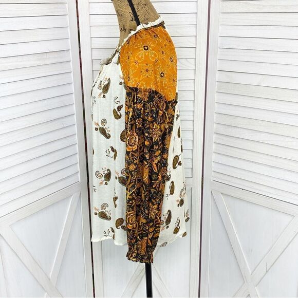 Jane & Delancey Paisley Floral Pattern Block Peasant Blouse Small - Picture 2 of 12